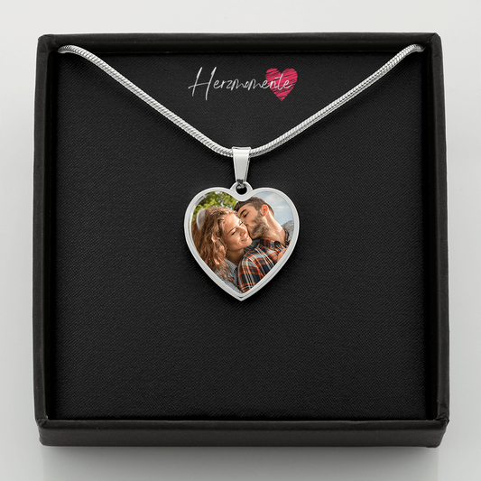 Personalisiertes Herzfoto-Collier mit Gravur – Dein Bild & Text