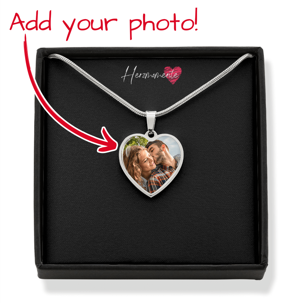 Personalisiertes Herzfoto-Collier mit Gravur – Dein Bild & Text