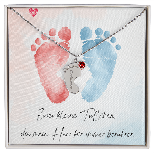 Babyfüßchen-Kette mit Geburtsstein