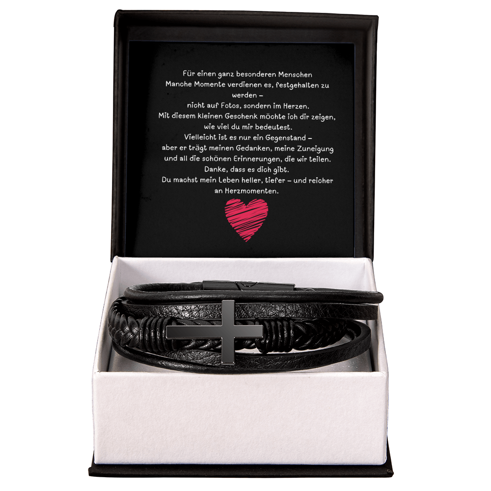 Herren Kreuz Lederarmband