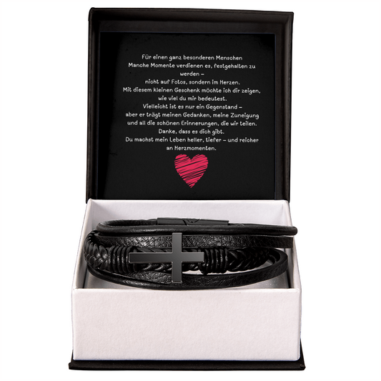 Herren Kreuz Lederarmband