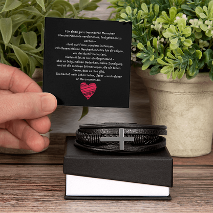 Herren Kreuz Lederarmband