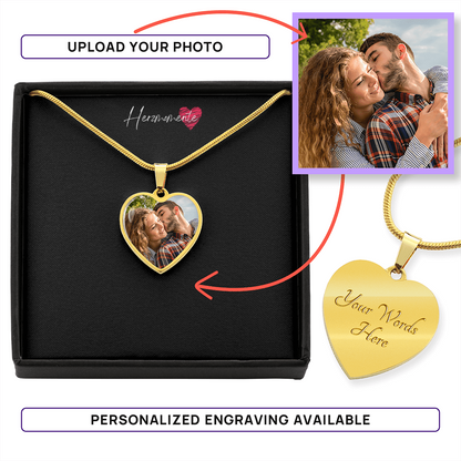 Personalisiertes Herzfoto-Collier mit Gravur – Dein Bild & Text