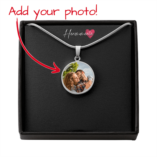 Personalisiertes Kreisfoto-Collier mit Gravur – Dein Bild & Text